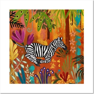 Zebra in the Rainbow Forest Posters and Art